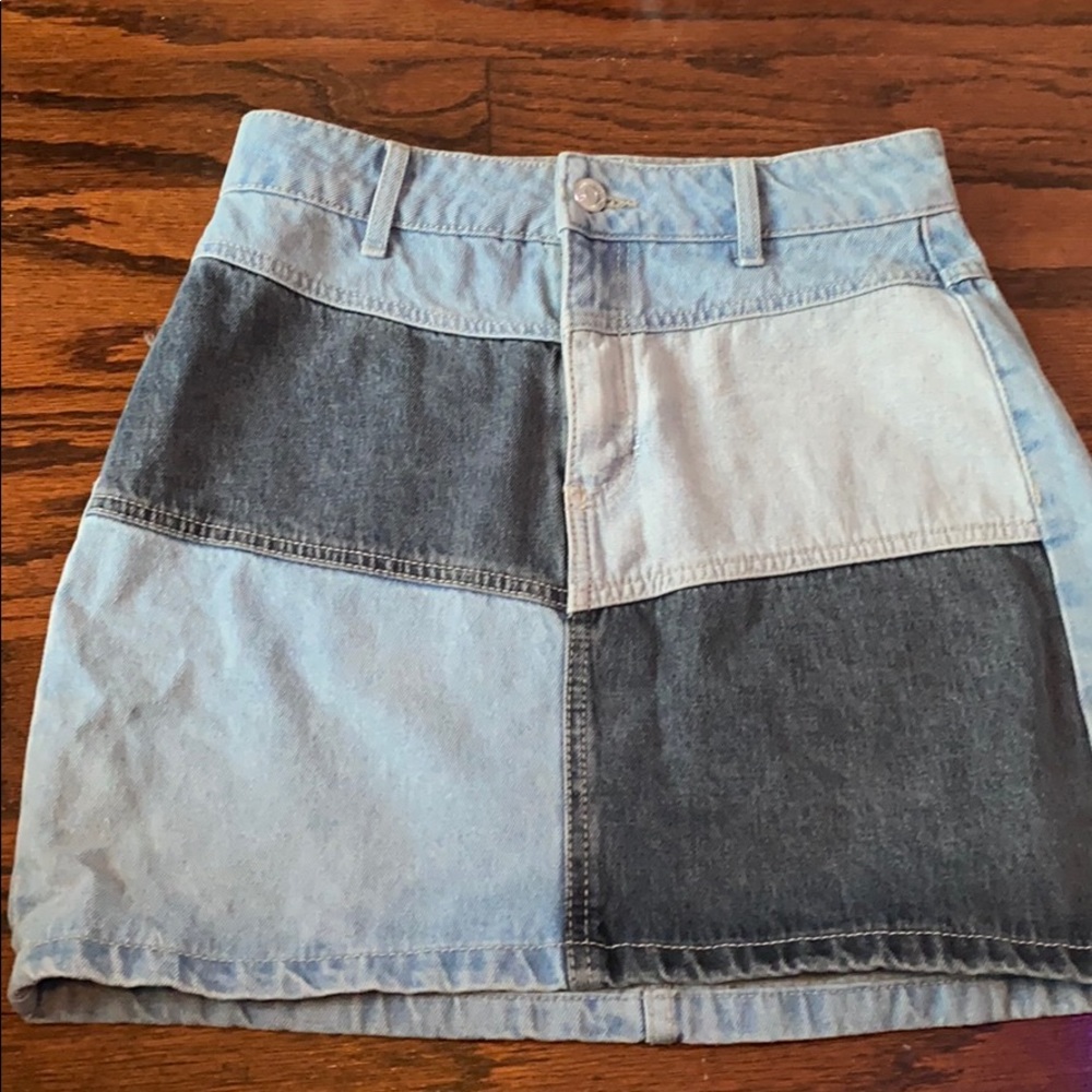 patched Jean skirt